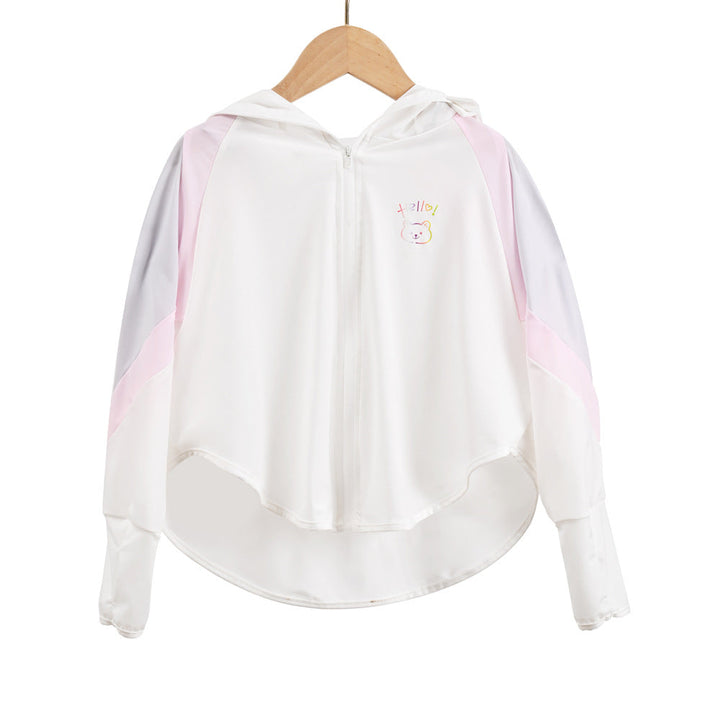 Unisex nan ultraleichte Kinder-Sonnenschutzjacke mit Kapuze, Reißverschluss, Meshfutter und Bärenstickerei  Echo Archiv