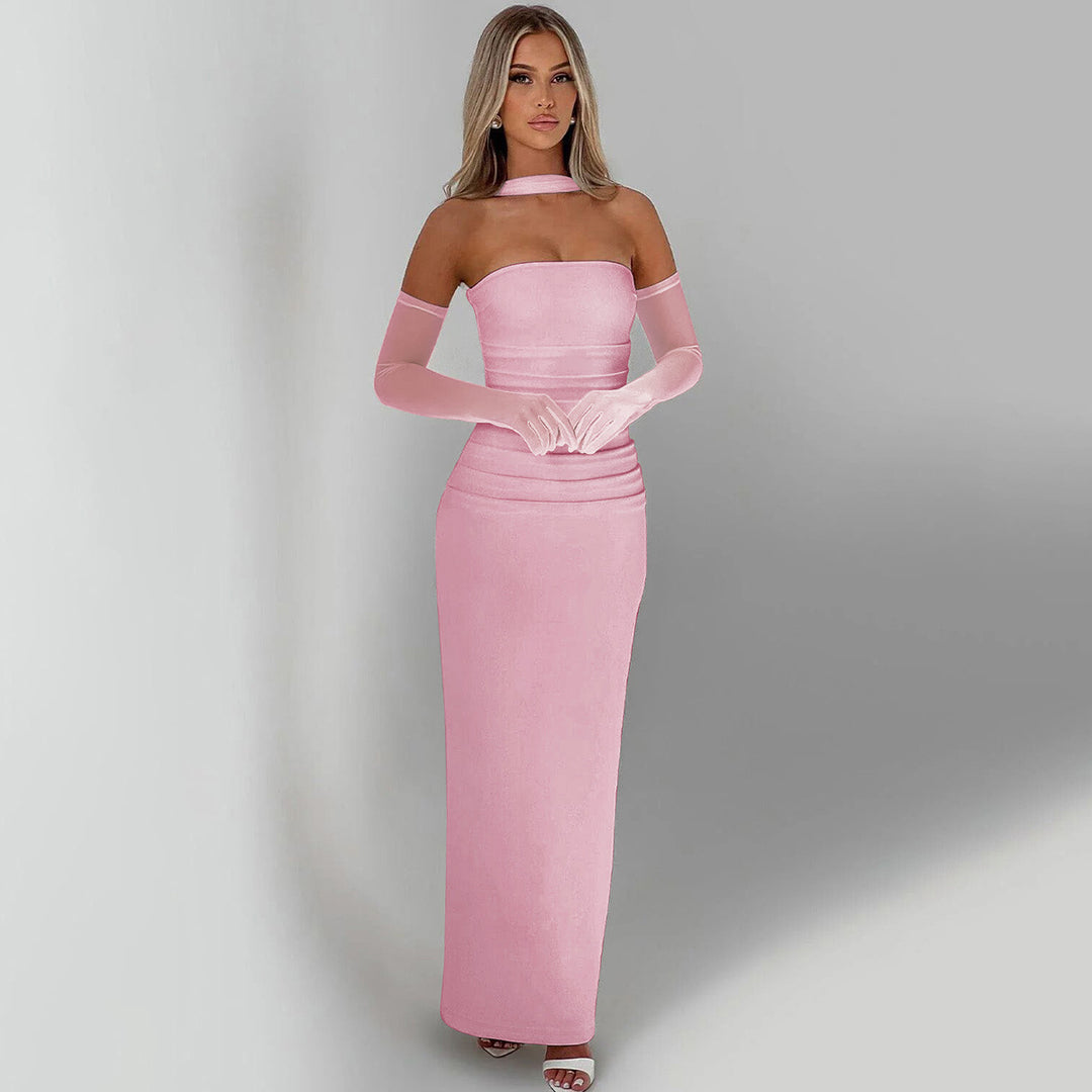 Damen Elegantes schulterfreies Abendkleid mit Flügelärmeln Echo Archiv