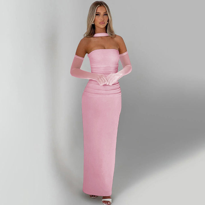 Damen Elegantes schulterfreies Abendkleid mit Flügelärmeln Echo Archiv