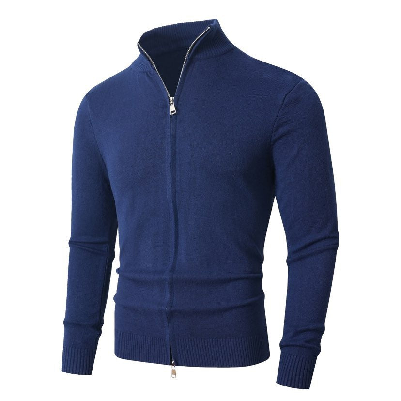 Herren Slim-Fit Feinstrick-Cardigan mit Zweifach-Reißverschluss und Stehkragen Echo Archiv