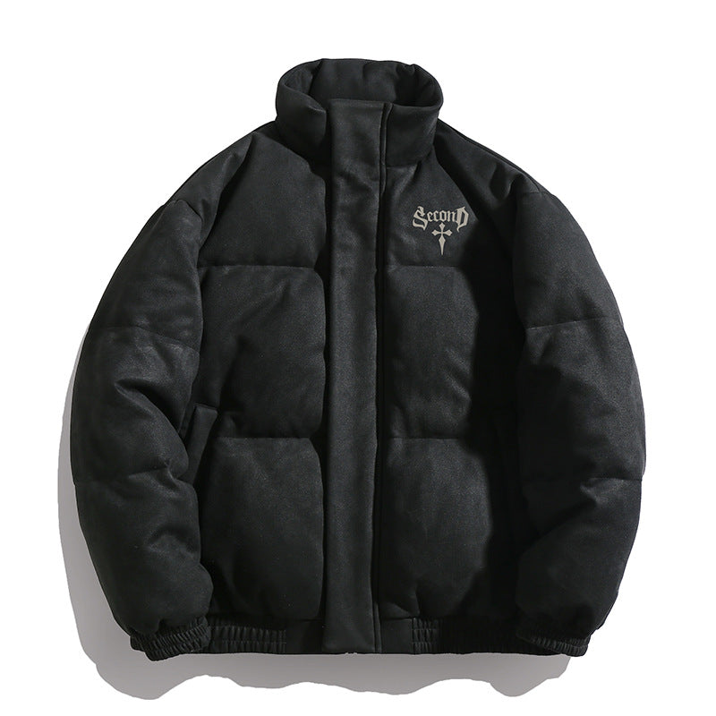 Unisex Wattierte Jacke mit Veloursoberfläche, hohem Stehkragen und verdecktem Reißverschluss Echo Archiv