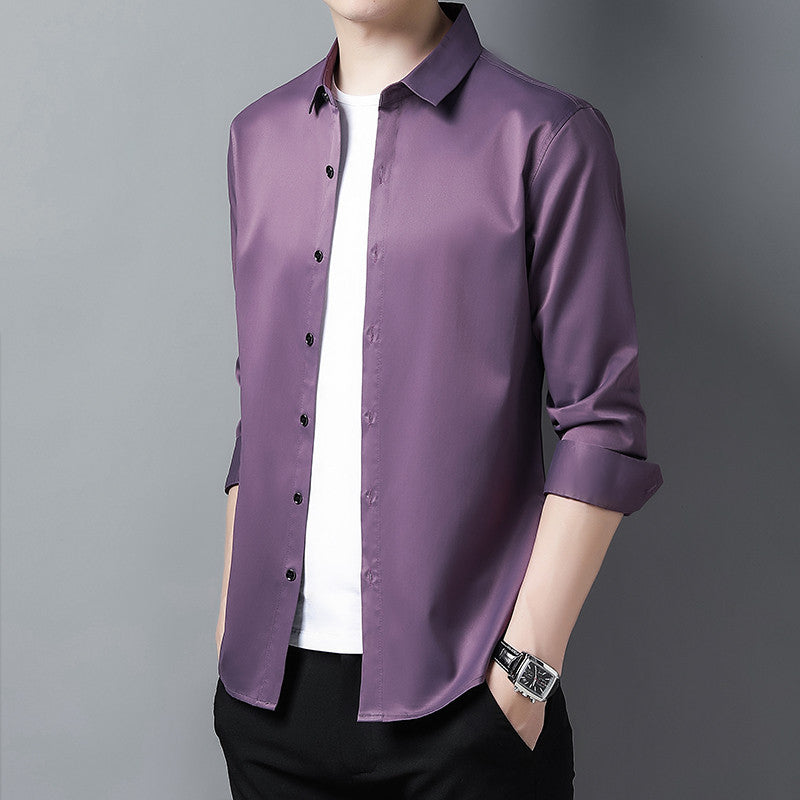 Herren Elegantes Langarmhemd aus hochwertigem Satin Echoarchiv