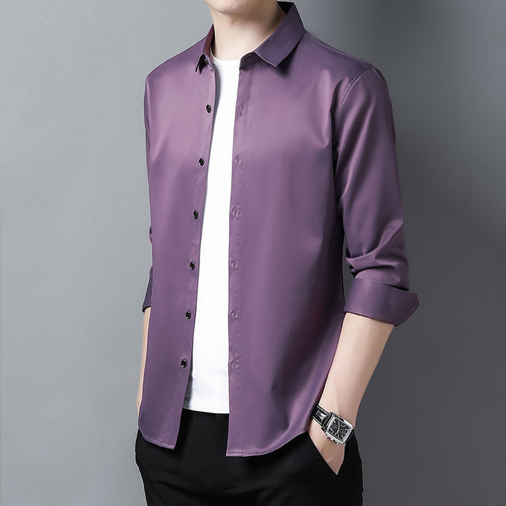 Herren Elegantes Langarmhemd aus hochwertigem Satin Echoarchiv