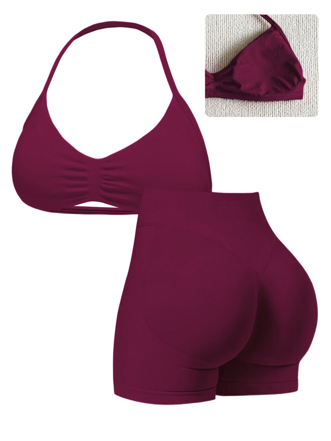 Damen Sport-Bikini-Oberteil mit hoch geschnittenen Shorts und nahtlosem Design Echo Archiv