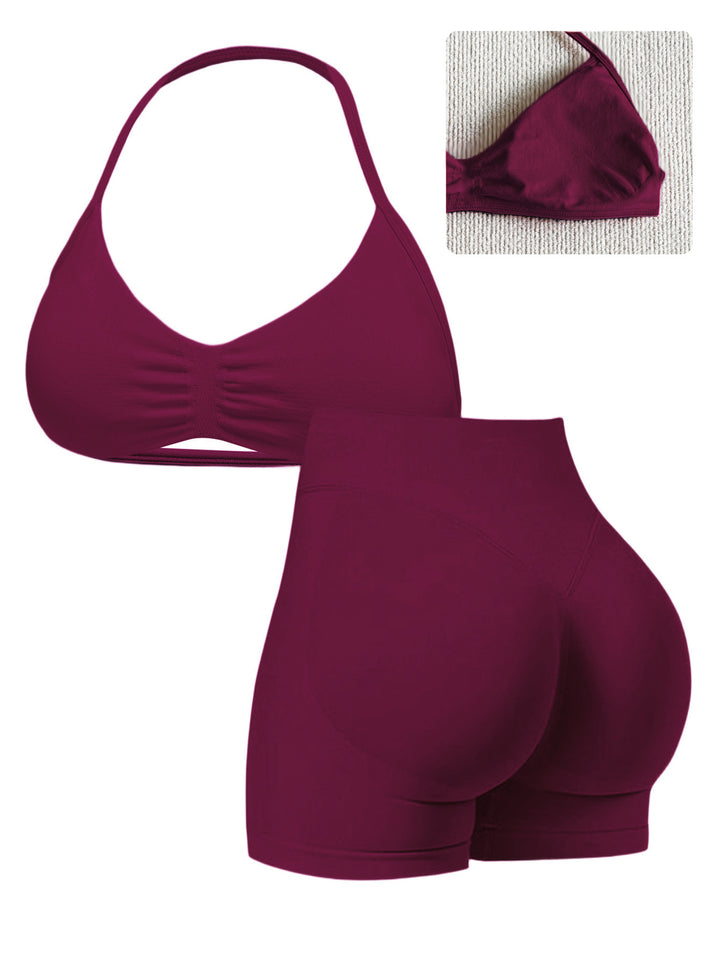 Damen Sport-Bikini-Oberteil mit hoch geschnittenen Shorts und nahtlosem Design Echo Archiv