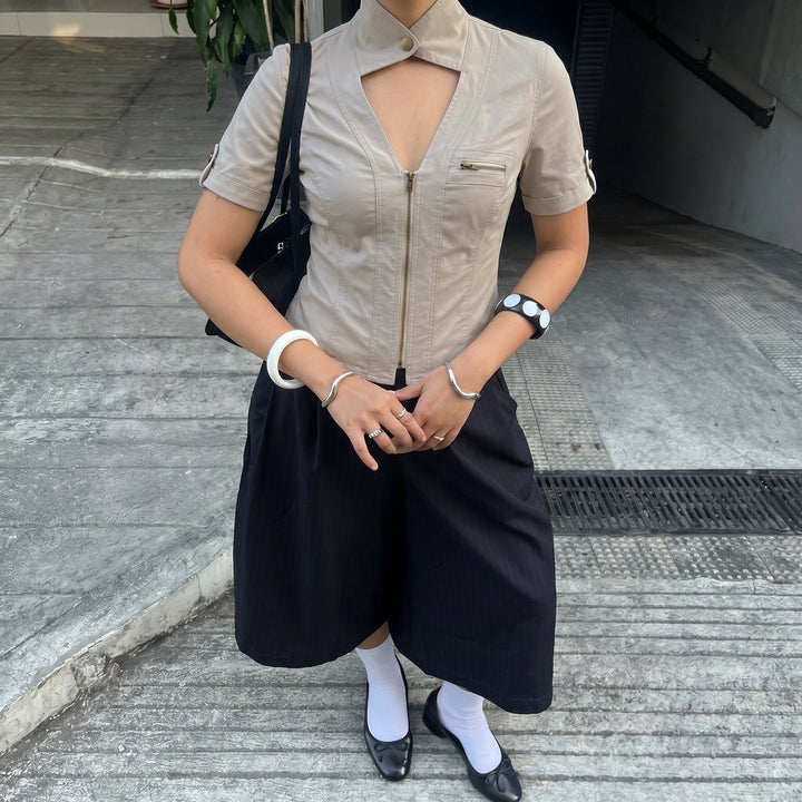 Damen modische Kurzjacke mit strukturiertem Schnitt und praktischen Brusttaschen Echo Archiv