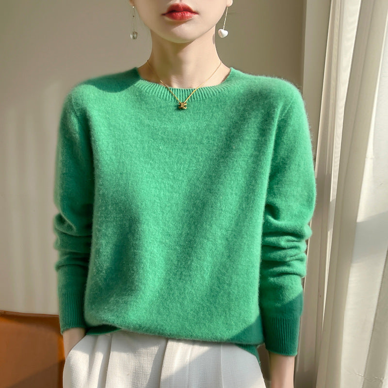 Damen Luxuriöser Kuschelstrick-Pullover mit Rundhals und Mohair-Optik Echoarchiv