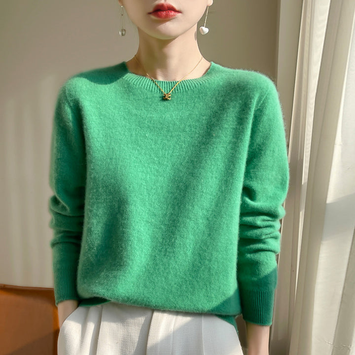 Damen Luxuriöser Kuschelstrick-Pullover mit Rundhals und Mohair-Optik Echoarchiv