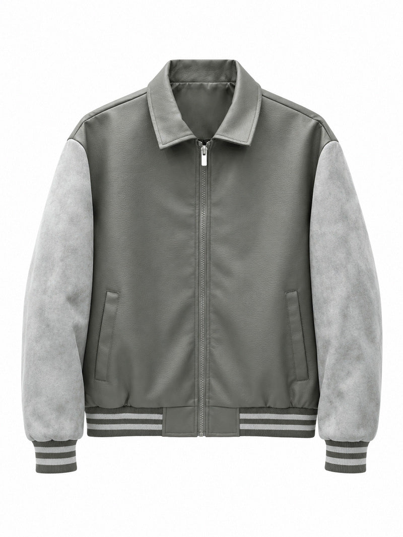 Herren Modische Kunstleder Bomberjacke Echo Archiv