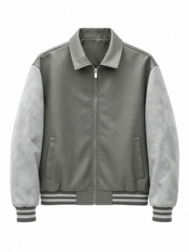 Herren Modische Kunstleder Bomberjacke Echo Archiv