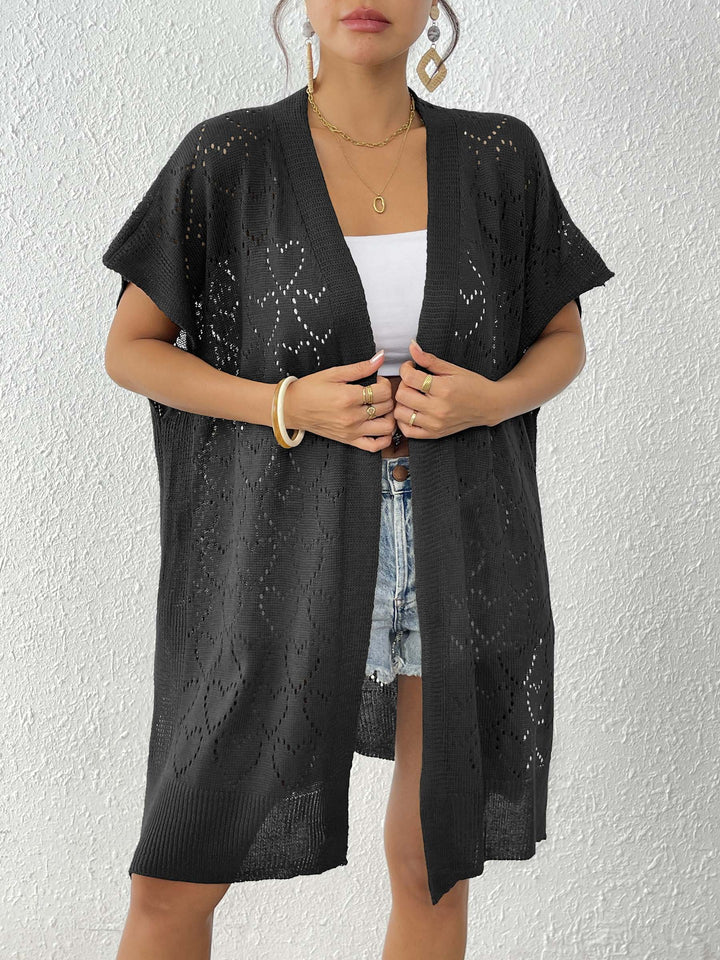 Damen luftiger Strick-Kimono mit floralem Lochmuster Echo Archiv