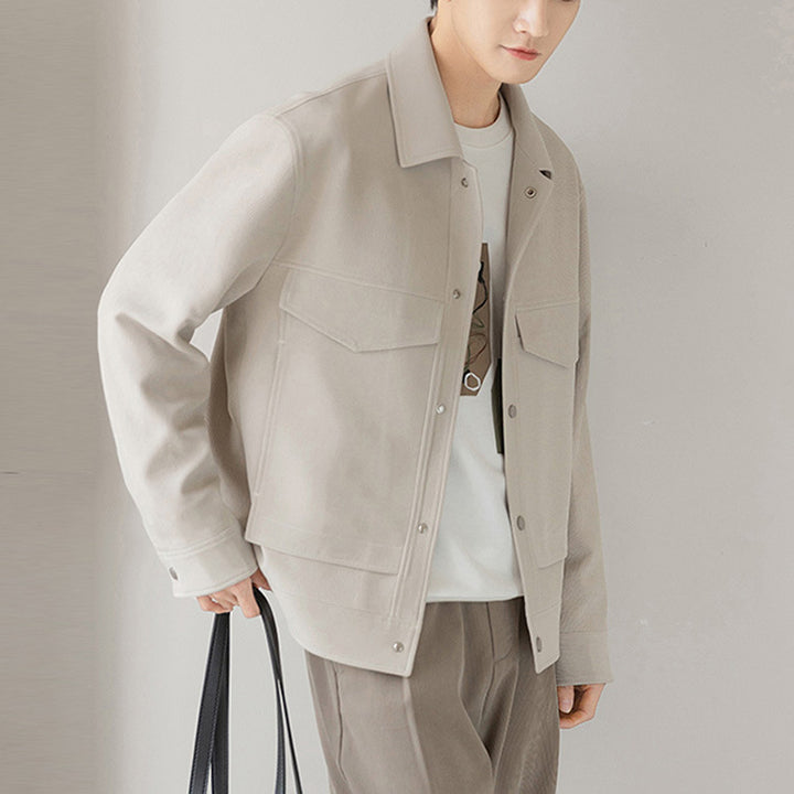 Herren Boxy Overshirt-Jacke mit Druckknöpfen und aufgesetzten Taschen Echoarchiv