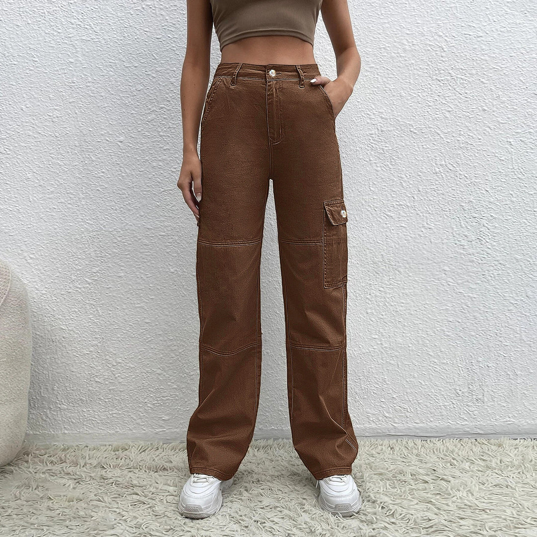 Damen Hochtaillierte Utility-Cargo-Hose im Wide‑Leg aus robustem Denim Echo Archiv