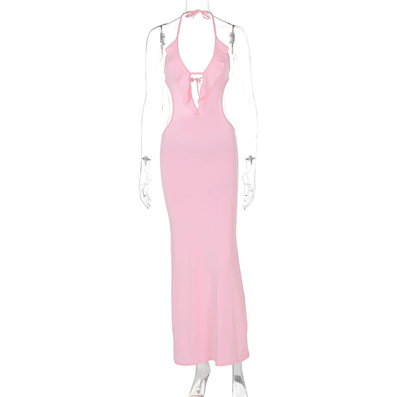 Damen Maxikleid mit Rüschendekor und figurbetontem Schnitt Echo Archiv