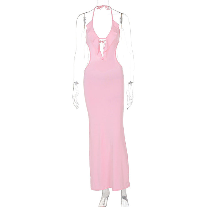 Damen Maxikleid mit Rüschendekor und figurbetontem Schnitt Echo Archiv