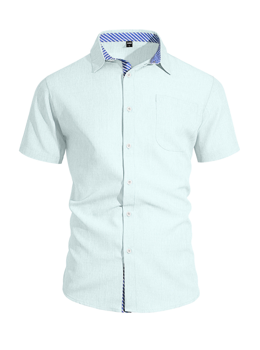 Herren nan Business-Casual Kurzarmhemd mit gestreiftem Kragenfutter und Brusttasche Echo Archiv