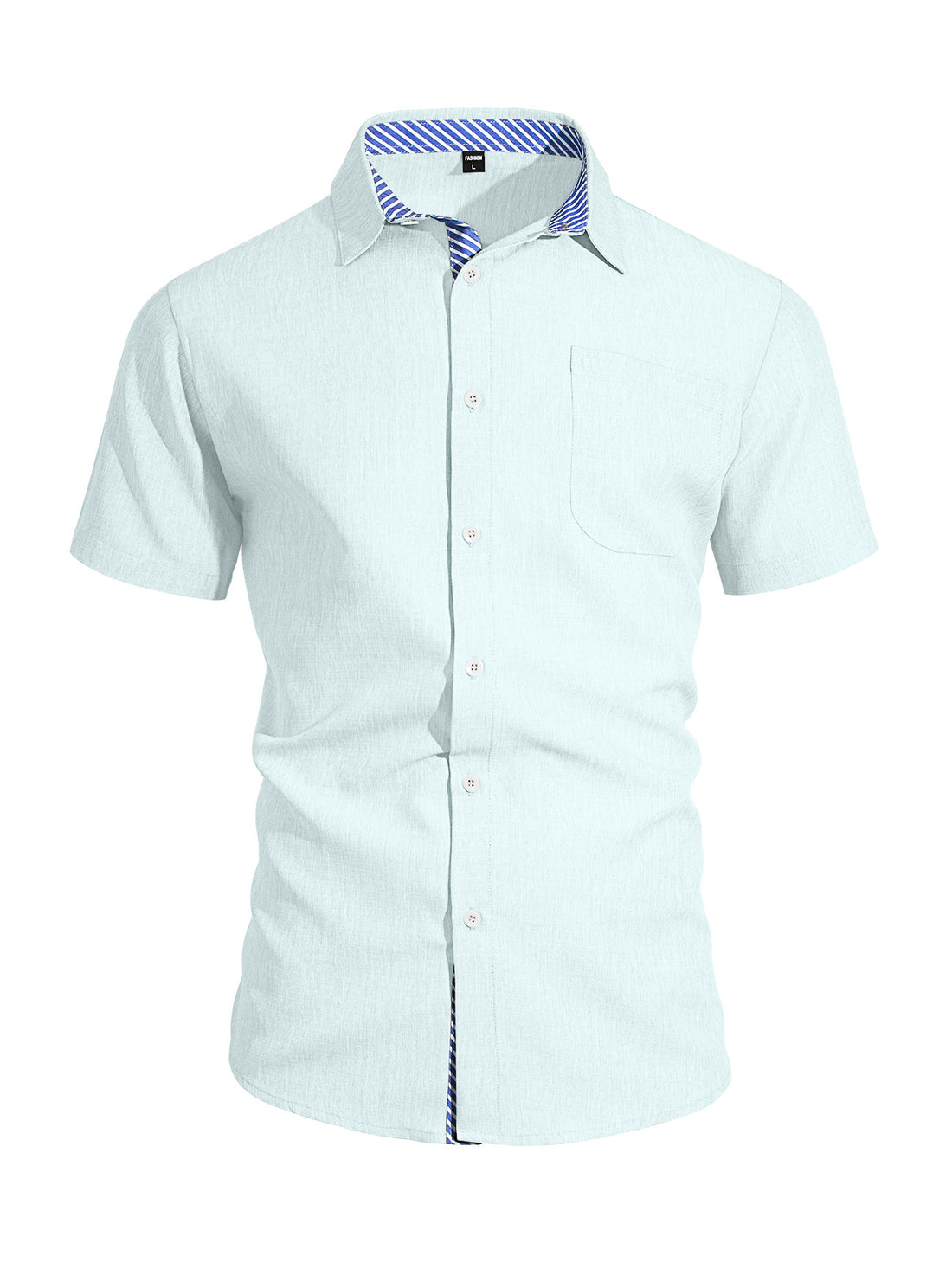 Herren Business-Casual Kurzarmhemd mit gestreiftem Kragenfutter und Brusttasche – Arvello