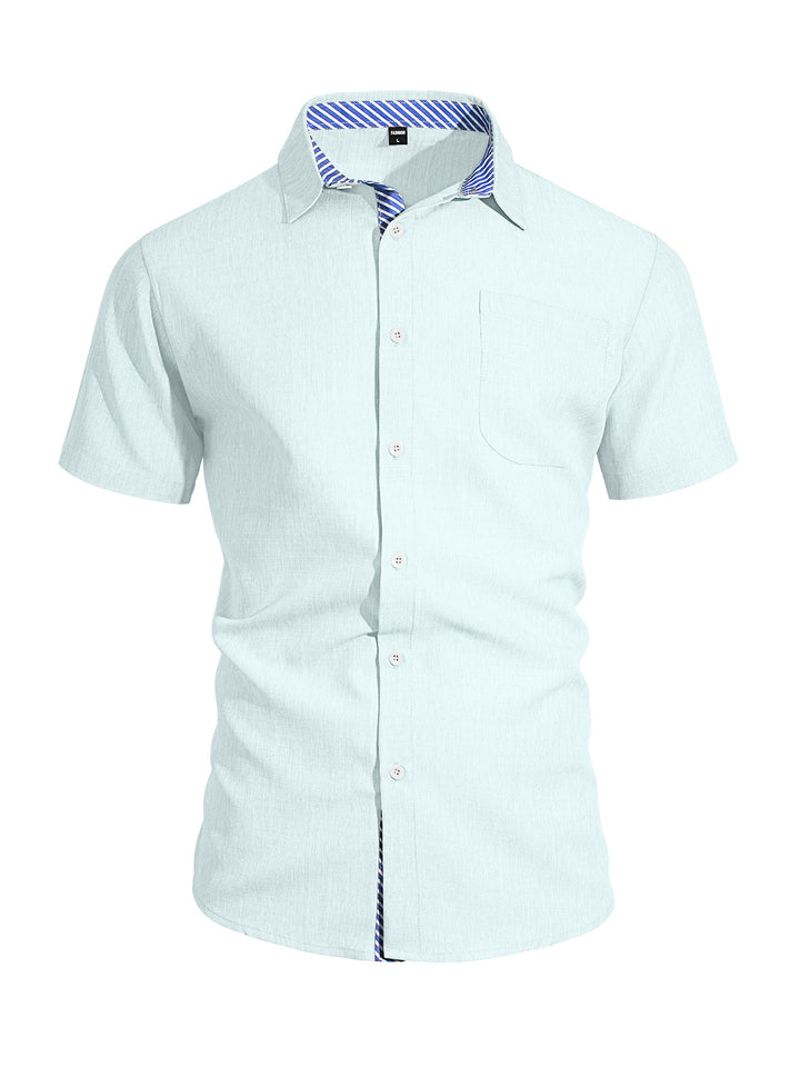 Herren nan Business-Casual Kurzarmhemd mit gestreiftem Kragenfutter und Brusttasche Echo Archiv