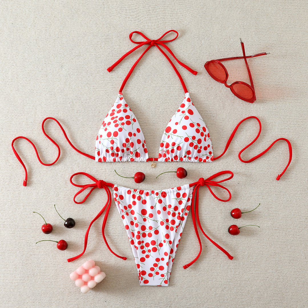 Damen Triangel-Bikini mit verspieltem Kirschmuster Echo Archiv