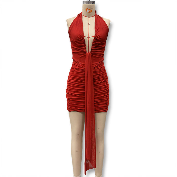 Damen Minikleid mit raffiniertem Tiermuster und tiefem V-Ausschnitt Echo Archiv
