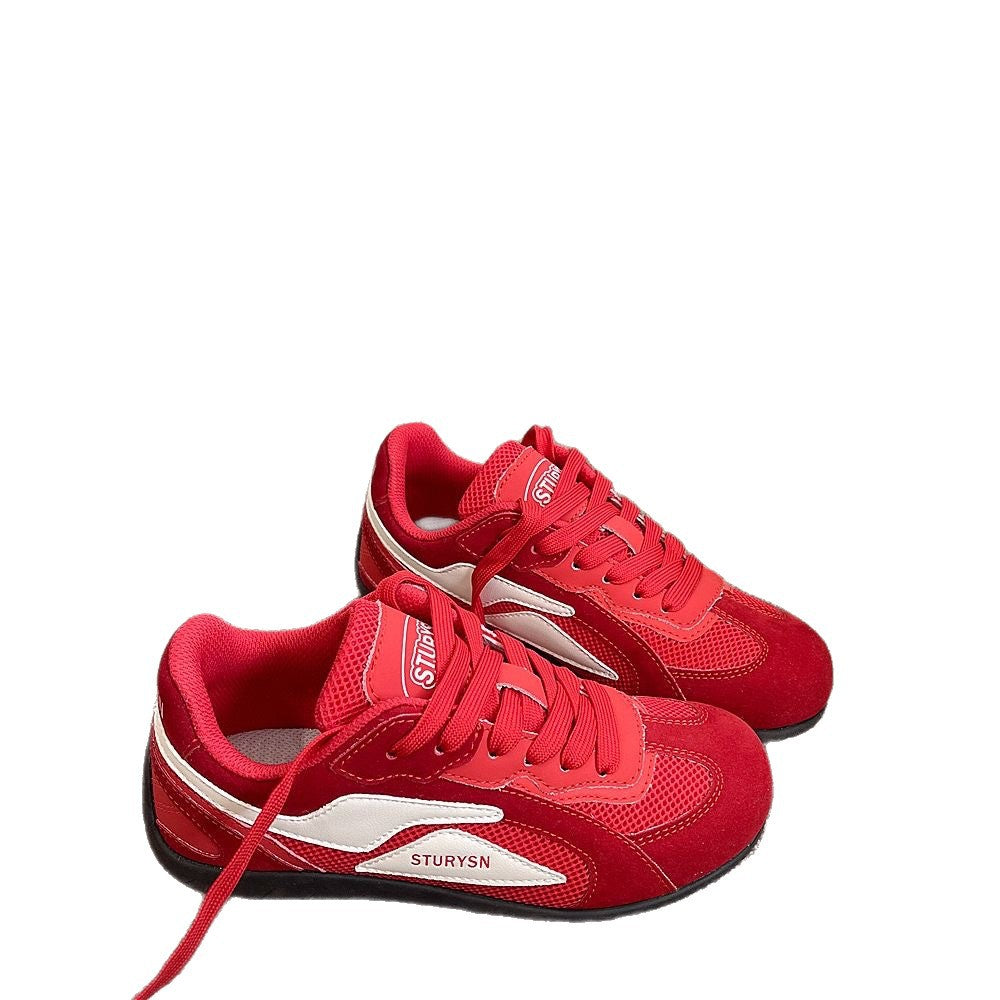 Damen Sportliche Sneaker mit weicher Veloursoberfläche und atmungsaktiver Netzstruktur Echo Archiv