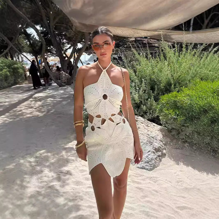 Damen Häkelkleid mit Cut-Outs und Blumenmuster Echo Archiv
