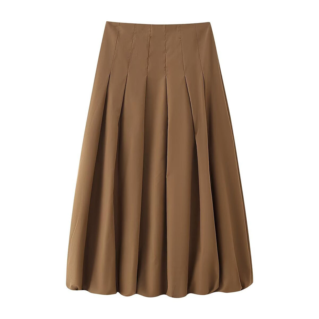 Damen nan plissierter Maxirock mit hoher Taille, kastigen Falten und fließender Silhouette Echo Archiv