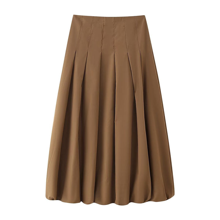 Damen nan plissierter Maxirock mit hoher Taille, kastigen Falten und fließender Silhouette Echo Archiv