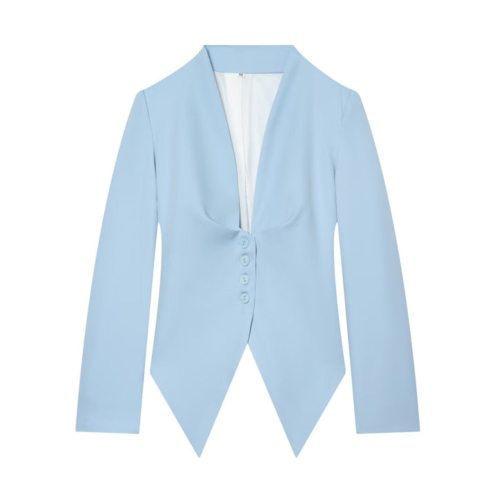 Damen Taillierter Cropped-Blazer mit spitzem Zipfelsaum und tiefem V-Ausschnitt Echo Archiv