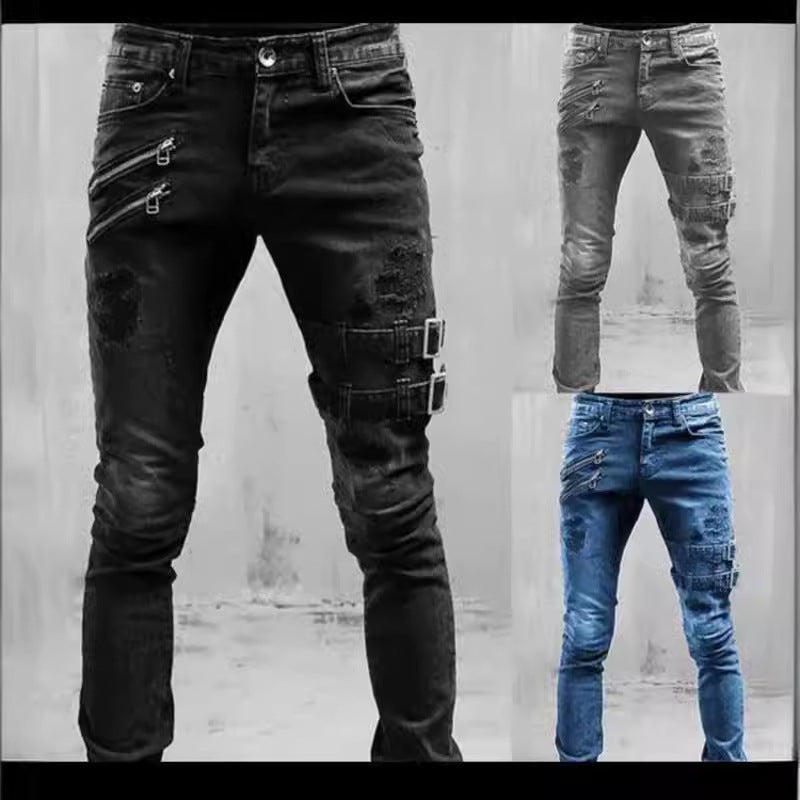 Herren JEchoarchivns mit stylischem Reißverschluss und Distressed-Details Echoarchiv