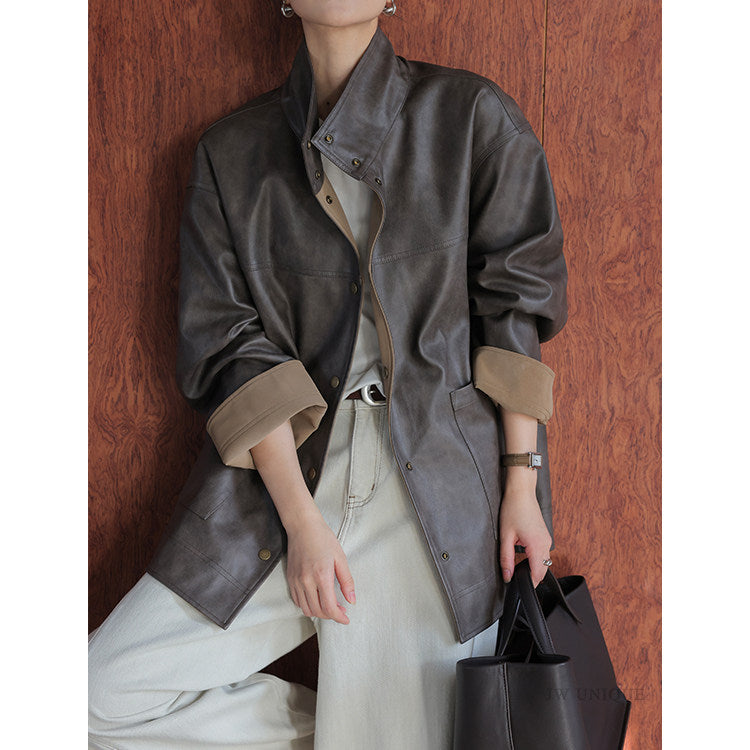 Damen Lederjacke mit modernem Schnitt Echoarchiv