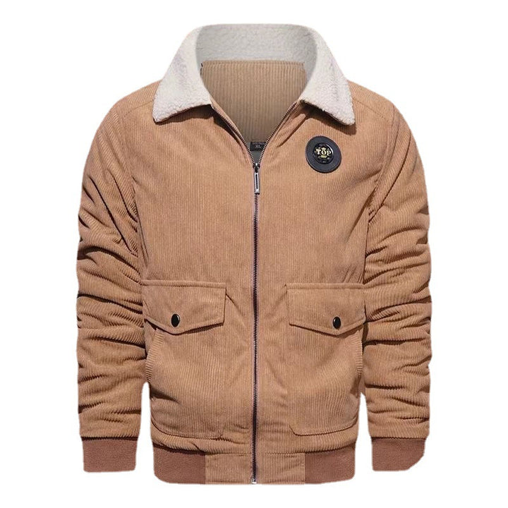 Herren Cord-Blouson mit Teddyfutter, Pattentaschen und Stehkragen Echoarchiv