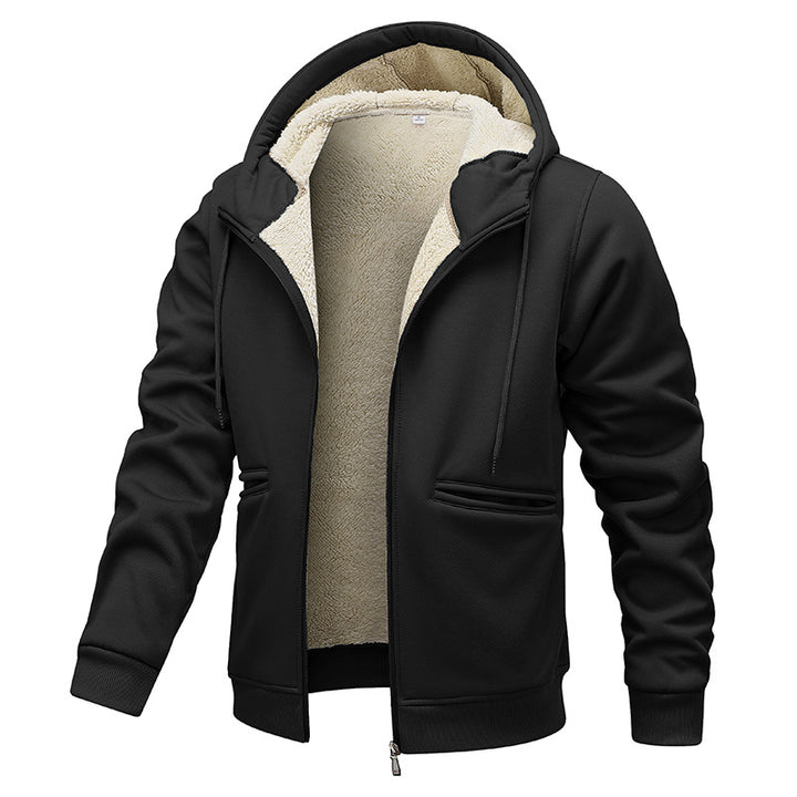 Herren gep padded Hoodie-Jacke im Bomber-Stil mit hochflorigem Teddy-Innenfutter und Taschen mit Handwärmer-Paspel – Brevano