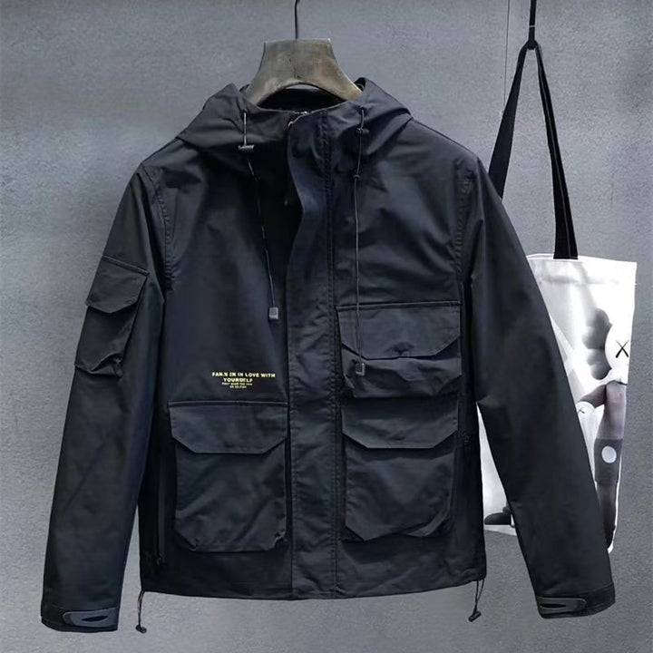 Herren Utility-Outdoorjacke mit Kapuze, Mehrfach-Taschenfront und verstellbarem Saum Echoarchiv