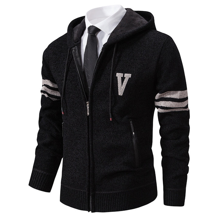 Herren Freizeitjacke mit modernem Stehkragen und kontrastierenden Streifen Echoarchiv