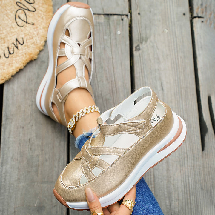 Damen Plateau‑Sneaker‑Sandale mit geschlossener Kappe und Klettverschluss Echo Archiv