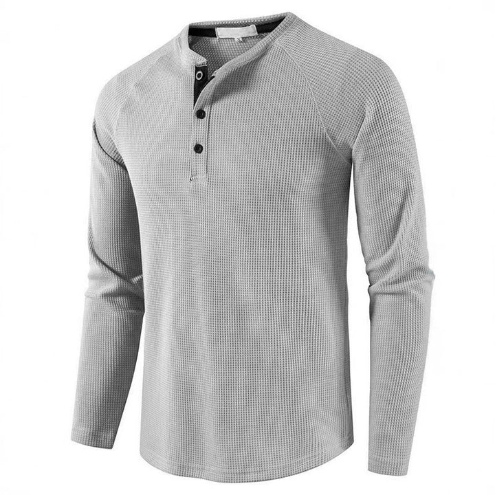 Herren Langarm Baumwollshirt mit Knopfleiste und strukturiertem Design Echoarchiv