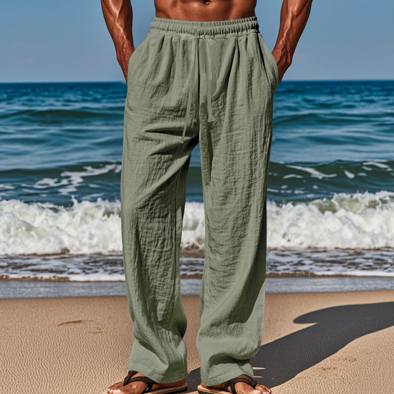 Herren nan Leichte Leinenhose mit weitem Bein und elastischem Bund Echoarchiv