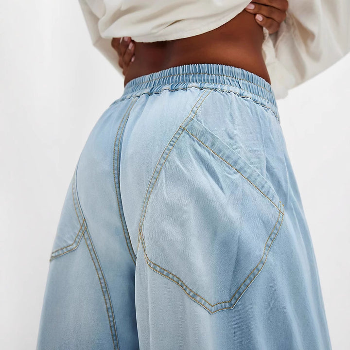 Damen nan weite Lyocell-Hose mit elastischem Kordelbund und großen aufgesetzten Fronttaschen Echo Archiv