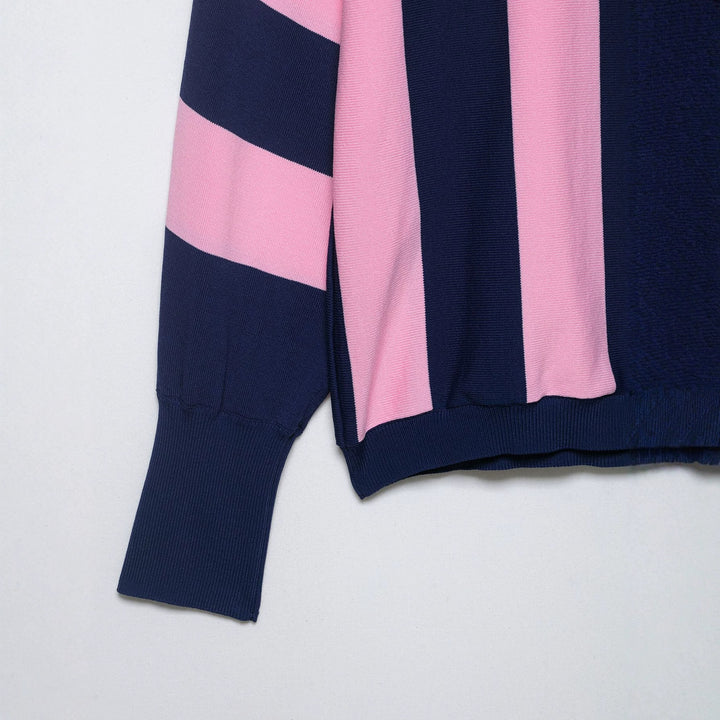 Damen Oversize-Strickpullover mit breiten Blockstreifen und überschnittener Schulter Echoarchiv