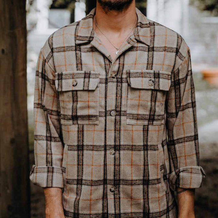 Herren Overshirt aus gebürstetem Flanell mit Karomuster und Pattentaschen – Taviero