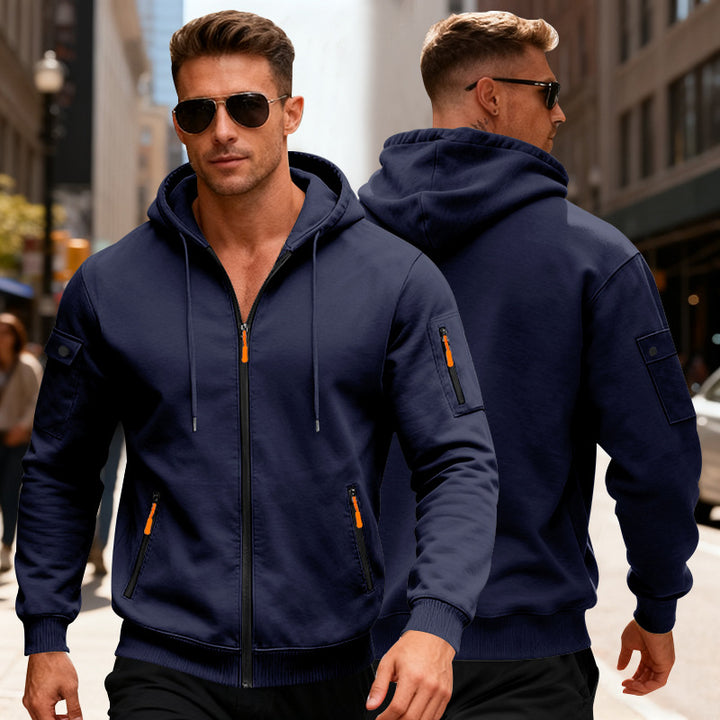 Herren funktionale Kapuzenjacke mit innovativem Reißverschluss Echoarchiv