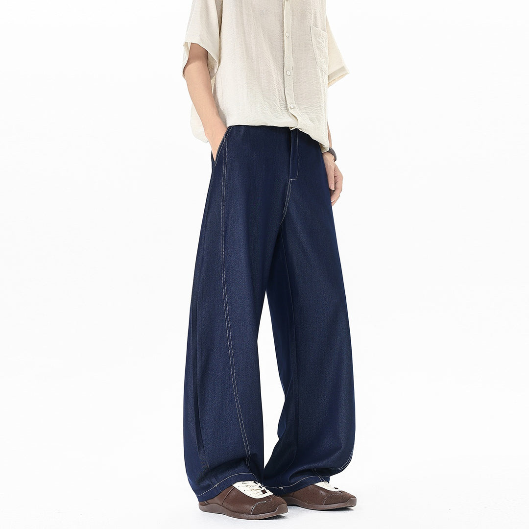 Herren Asymmetrische Zweilagen-Jeanshose mit einer Shorts- und einer Wide‑Leg‑Seite Echoarchiv
