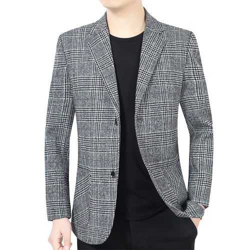 Herren Glencheck-Sakko Slim Fit aus Wollmischung mit dezentem Overcheck – Tianoro