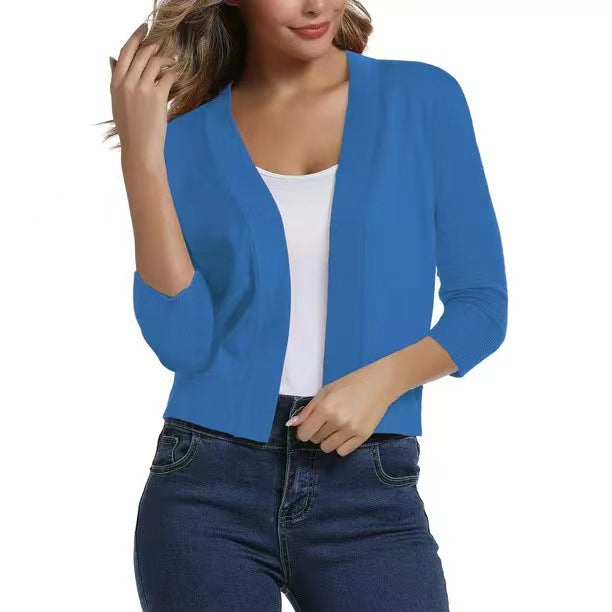 Damen nan offener Kurzcardigan mit dreiviertelärmeln und elastischem Saum Echo Archiv