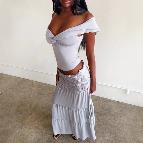 Damen Elegantes Wickeloberteil und maxirock Echo Archiv