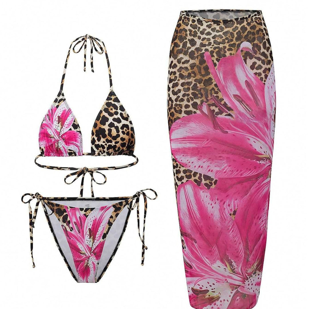 Damen Bikini-Set mit aufregendem Leoparden- und Blumenmuster Echo Archiv