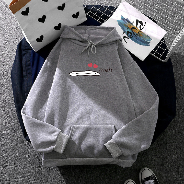 Damen Kapuzenpullover mit minimalistischer Grafik, lockerer Oversize-Passform und Kängurutasche – Auréline