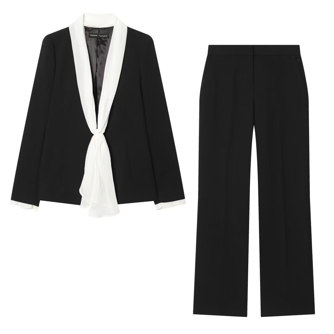 Damen Weite High‑Waist-Hose mit elastischem Bund, Bügelfalte und Seitentaschen Echoarchiv