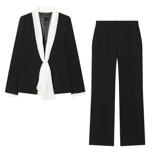Damen Weite High‑Waist-Hose mit elastischem Bund, Bügelfalte und Seitentaschen Echoarchiv